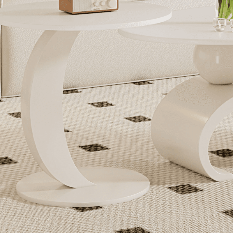 Simple Rock Coffee Table Chalk Scratch-proofed with Oblong/Circular Tabletop & Abstract/Stump Base for Foyer - image 6