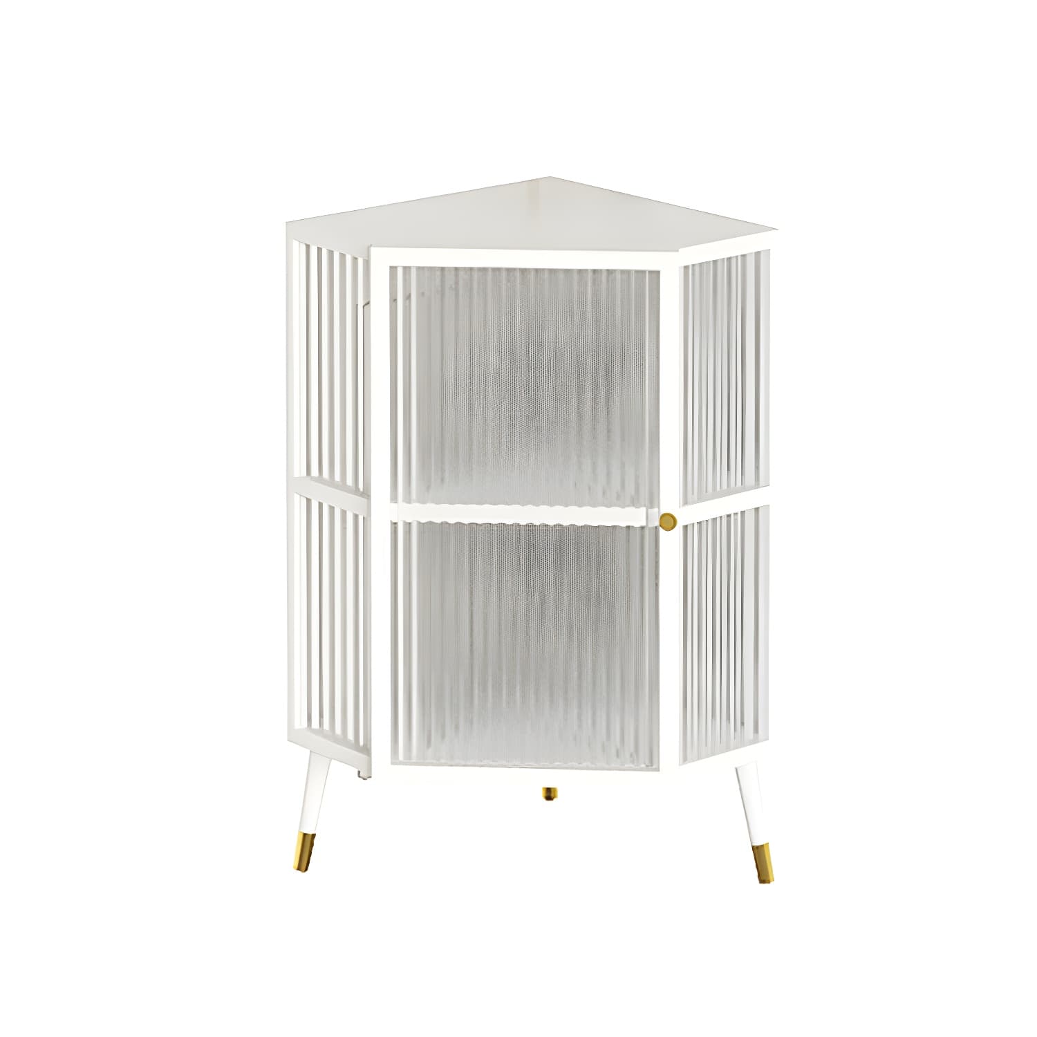 Contemporary 1-door Iron Frame Corner Cabinet with Glass Door