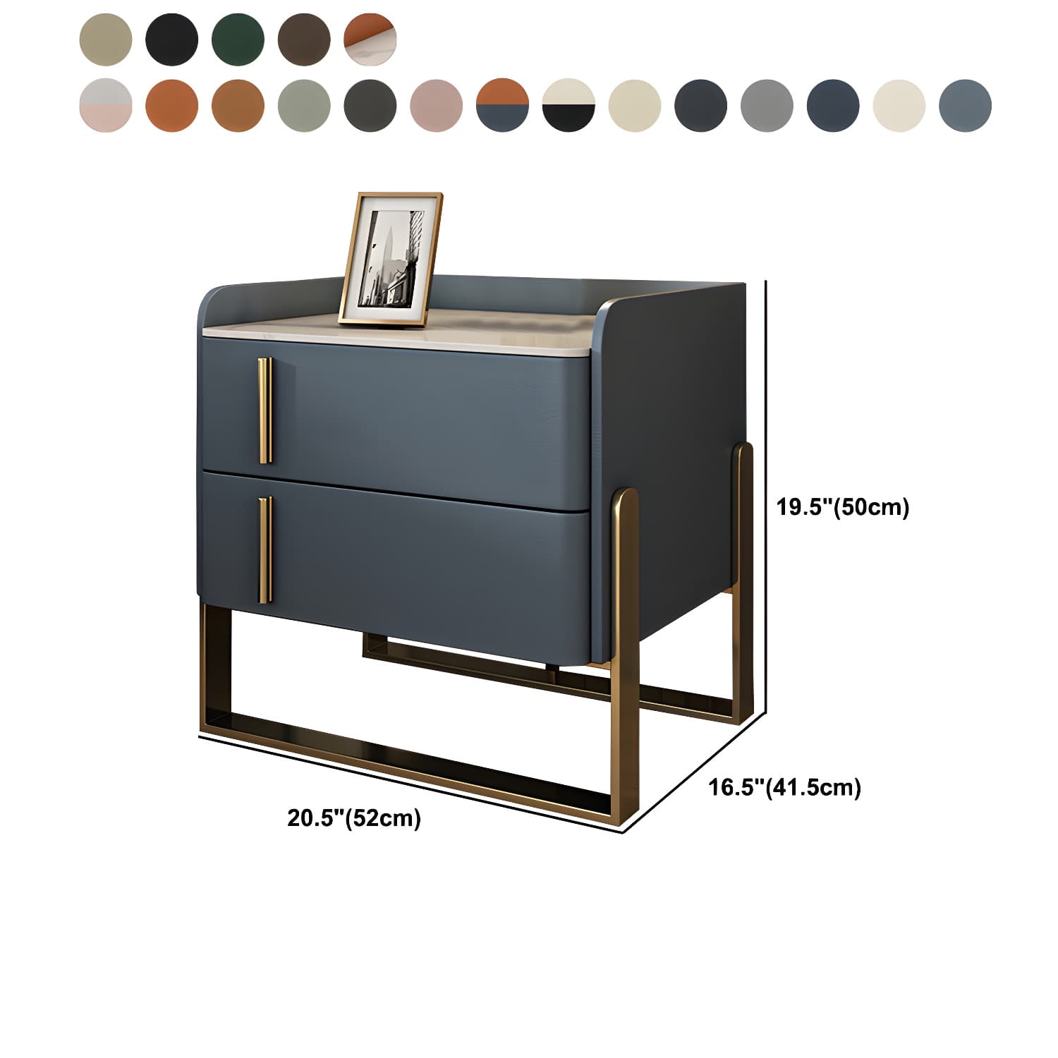 Glam Nightstand with 2 Drawer 20-inch Tall Leather Night Table - image 25