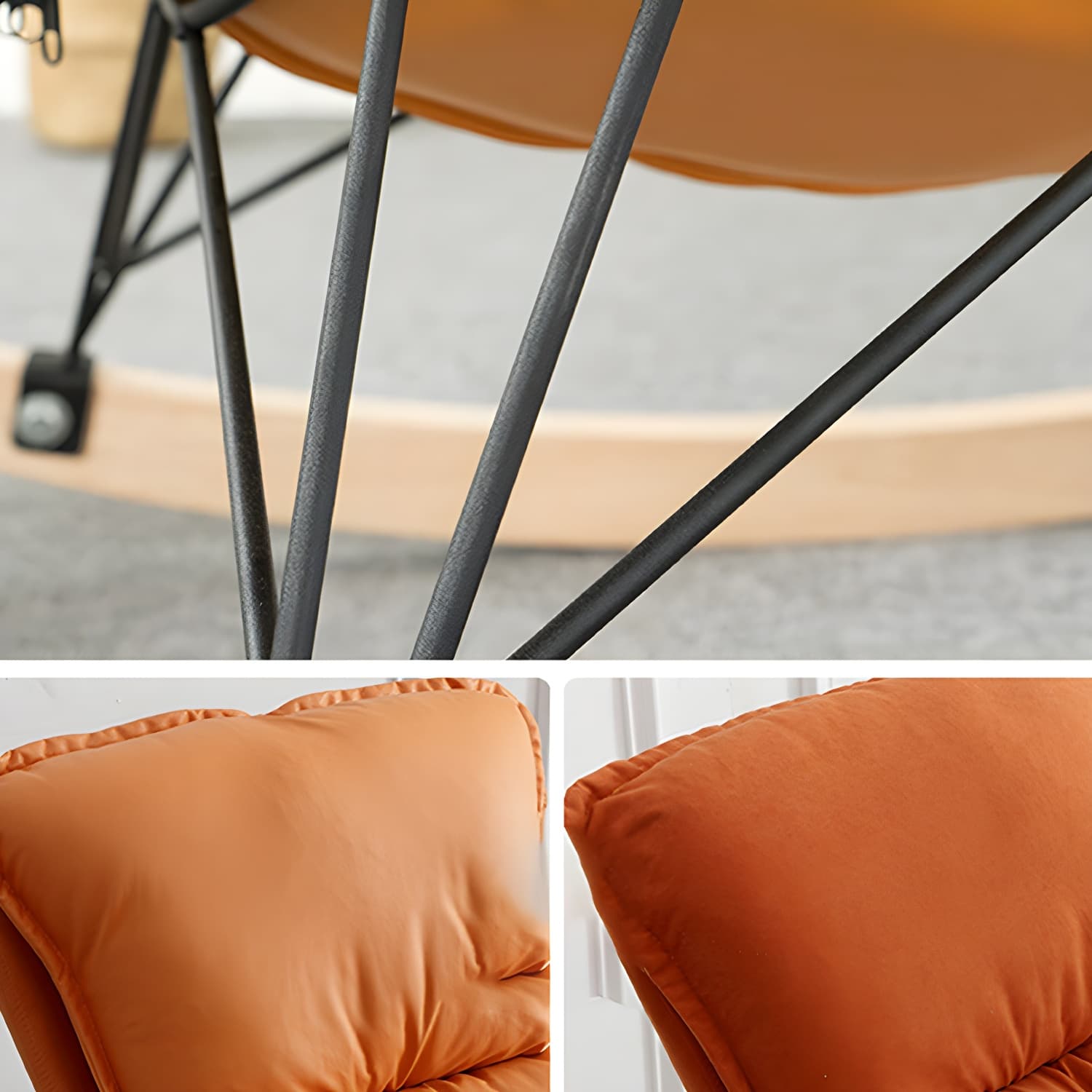 Modern Upholstered Rocking Chair and Ottoman Set - Natural Wood Legs, Stylish Design for Home Decor - image 17