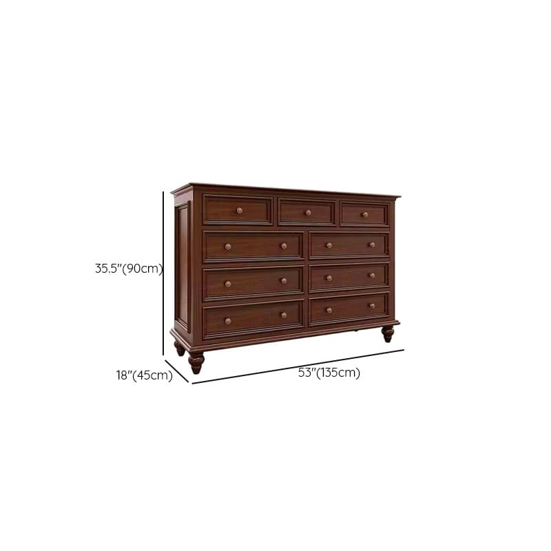 Cocoa Casual Ash Wood Double Dresser/Lingerie Chest with 9/8/6 Drawers, Horizontal/Vertical - image 14