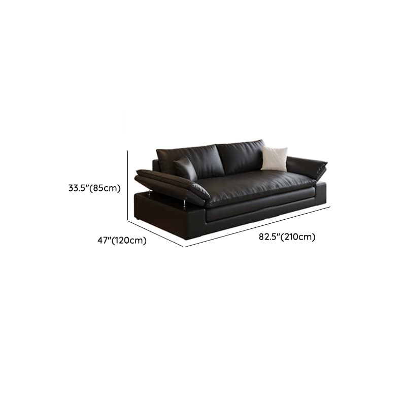 Modish Solid Color Scratch-durable Standard Sofa in Midnight Black, Seats 4/3/2-seater with 2 Pillows - image 14
