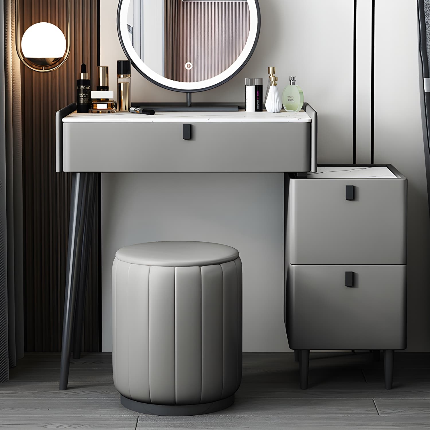 1/3 Drawers Vanity Set with Stool Modern Stone Top Dressing Table - image 5