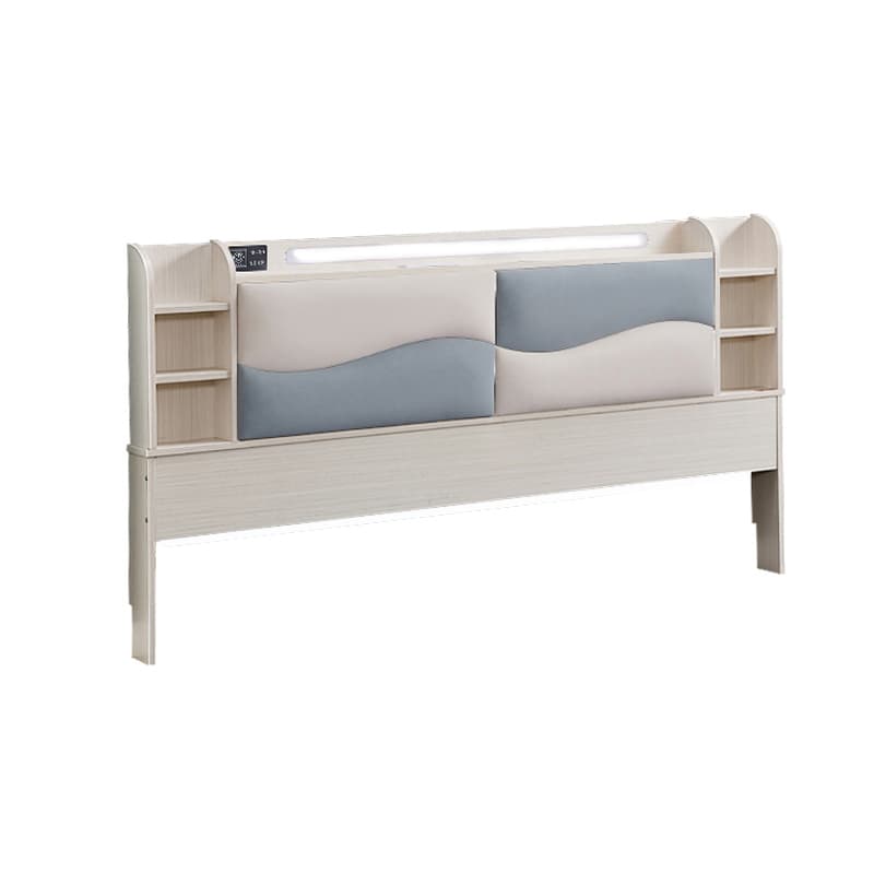 Simple Free-standing Standard King(76"W x 80"L)/Queen(60"W x 80"L)/Full(54"W x 75"L) Panel No Distressing with Shelves Included and Illumination Light in Timber