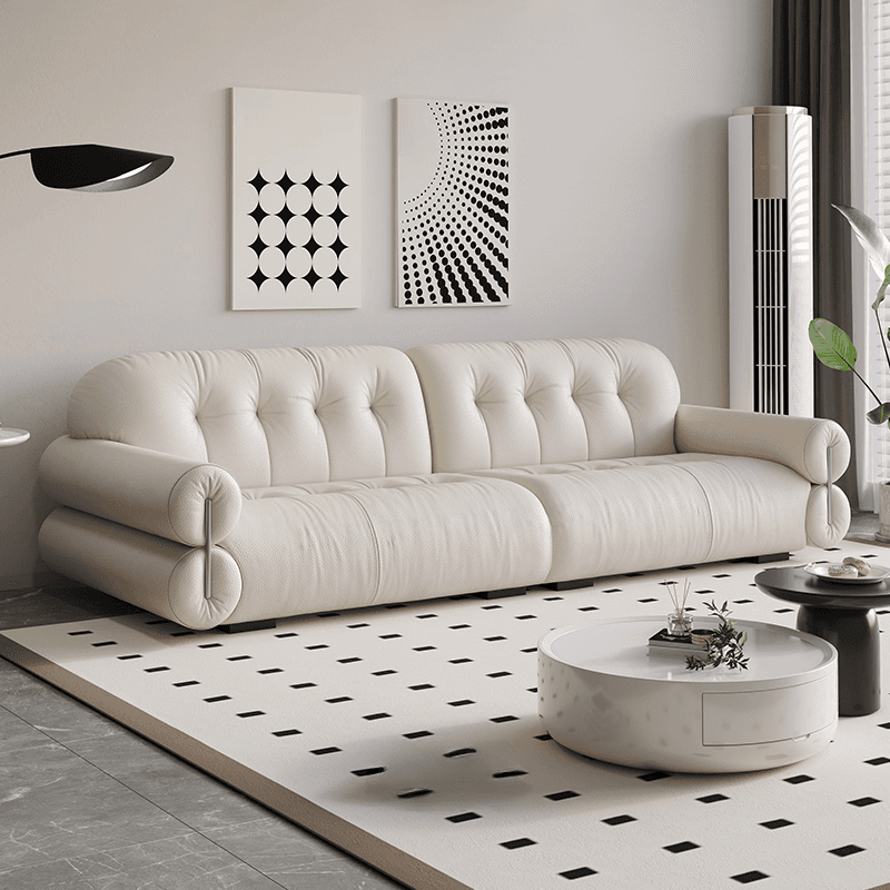 Tear Resistant Standard Sofa with Pu/Flannel Upholstery in White/Sage/Light Brown - image 6