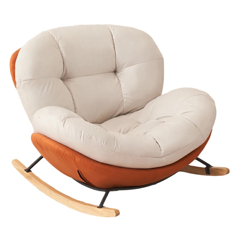 Chic Upholstered Small Rocking Chair in Natural Wood with Tufted Back and Stylish Modern Design - image 9