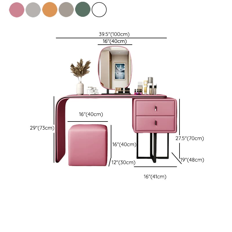 Modern Wood Vanity with Faux Leather Table Top & 2 Soft Close Drawers - image 20