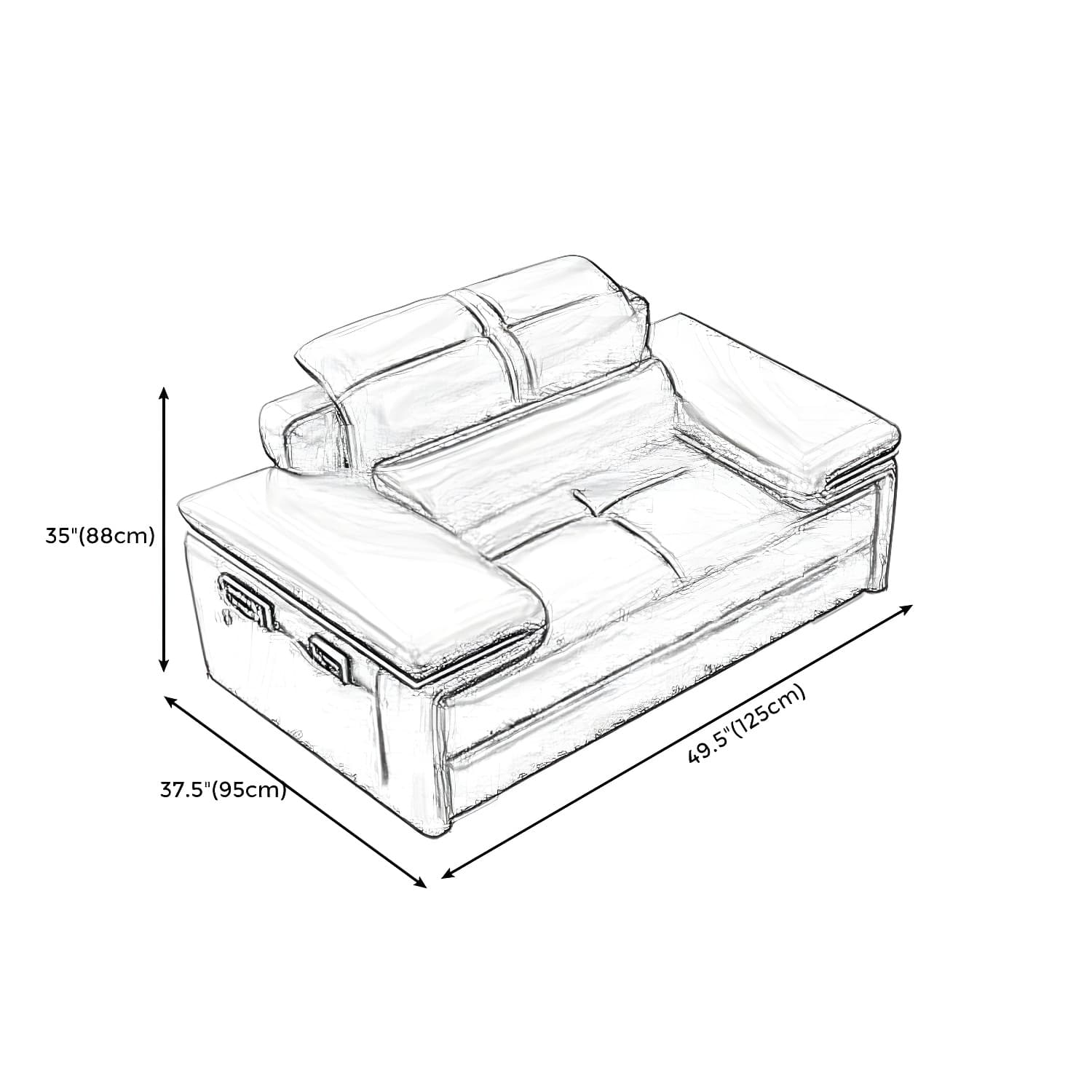 Genuine Leather Sectional 34.65"High Pillow Top Arm Sofa with Storage, Blue - image 13