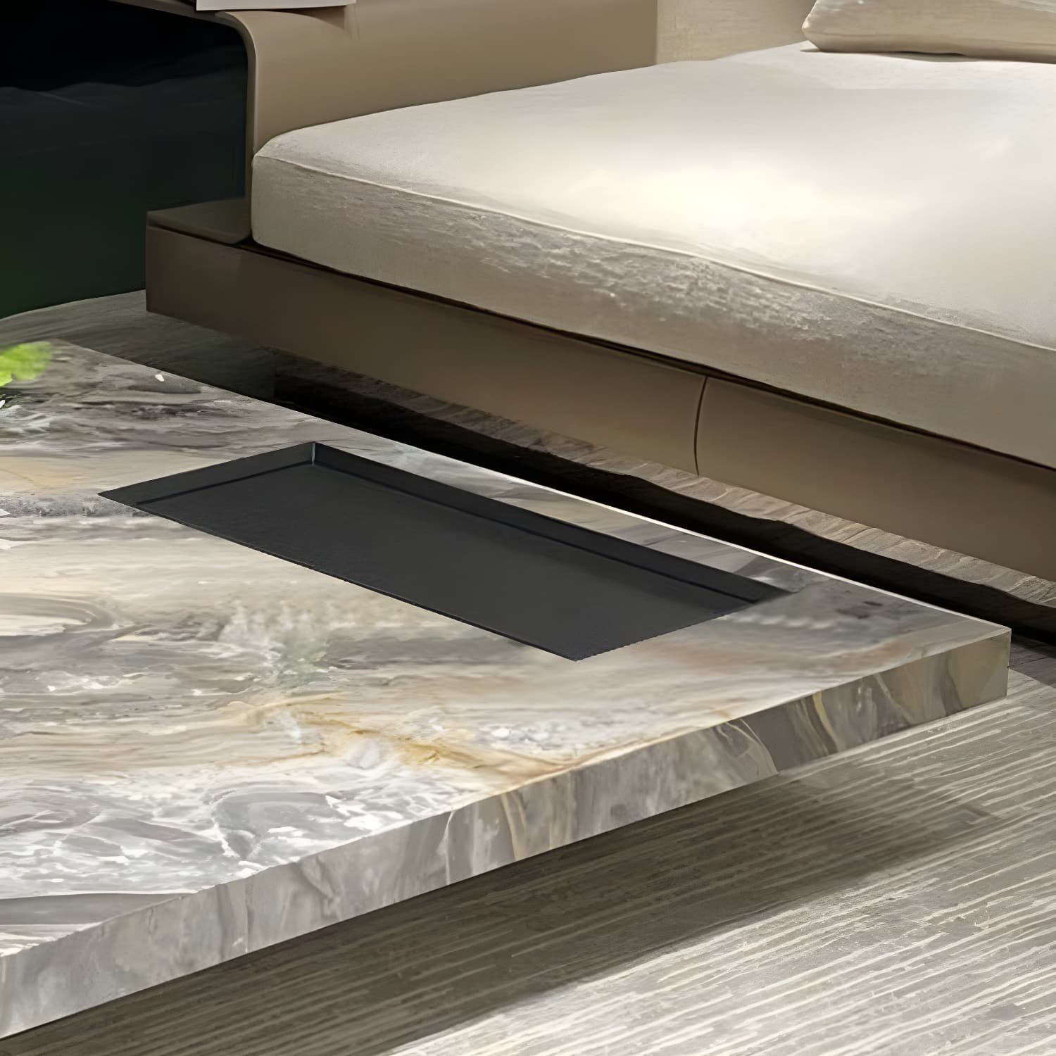 No Distressing Coffee Table Pedestal Faux Marble Square Cocktail Table - image 7