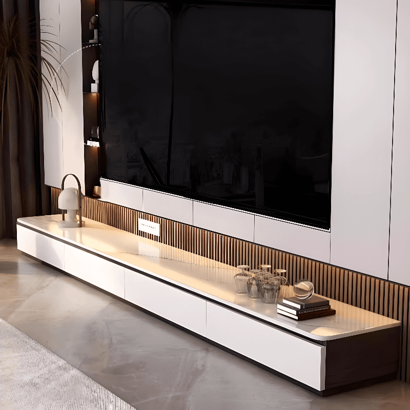 Chalk Modern Stone TV Stand with 5-Drawer/4-Drawer and Cable Management - image 3