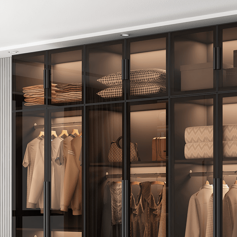 Ink-Colored Manufactured Wood Detached Wardrobe Closet with Soft Close Drawer, Door, Interior Shelves, and Clothing Rod - image 8