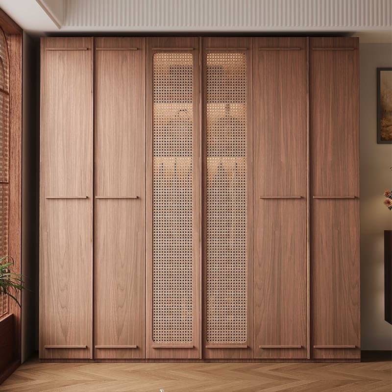 Simplistic Wood Color Timber Wardrobe Closet with Soft Close Door, Interior Shelves, and Hanging Rod - image 3