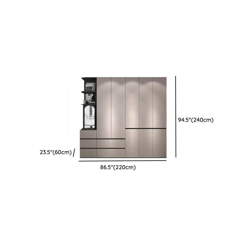 Sand Minimalist Laminate Cabinet Armoire with Soft Close Drawer, Soft Close Door, Interior Shelves, and Clothing Rod - image 23