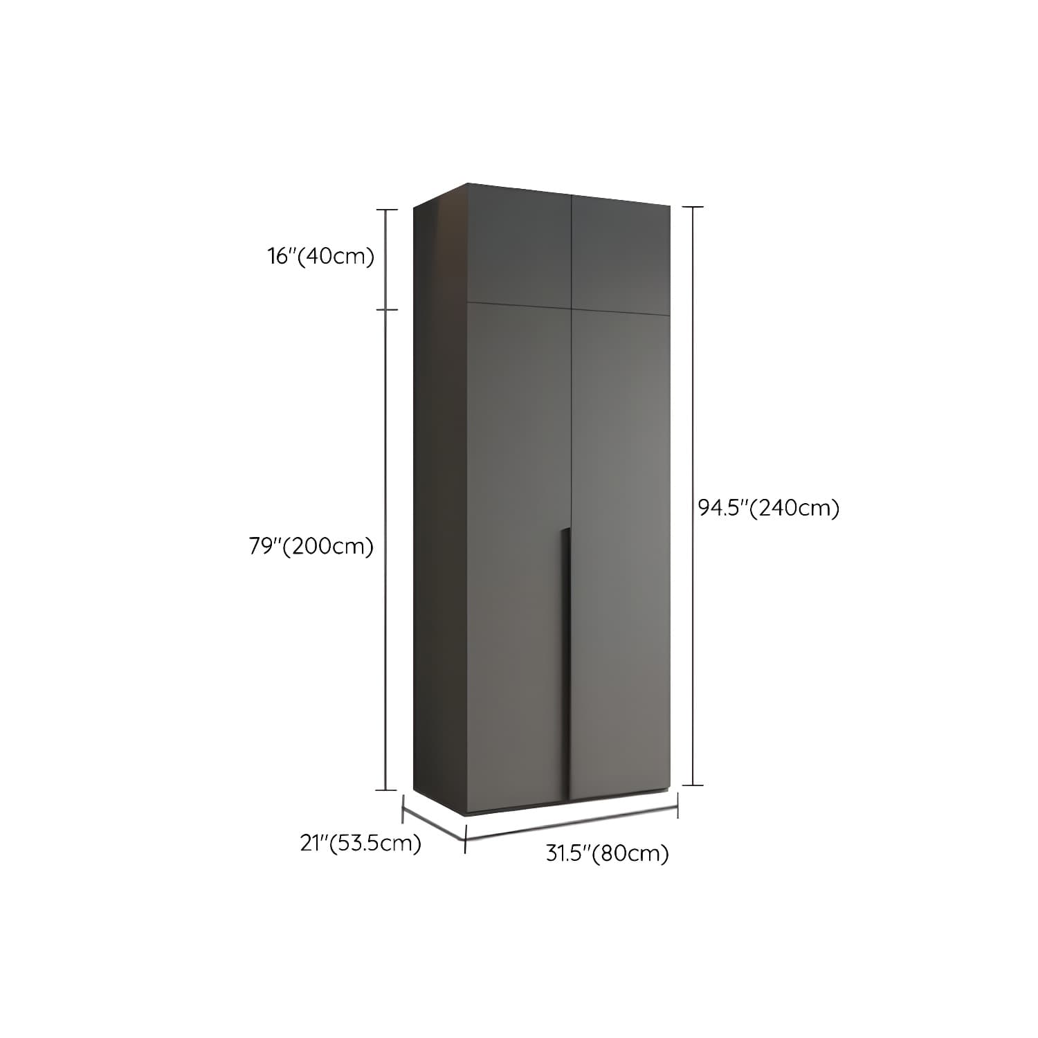 Modern Grey Wood Wardrobe Armoire with Drawers & Shelves for Ample Storage - image 13