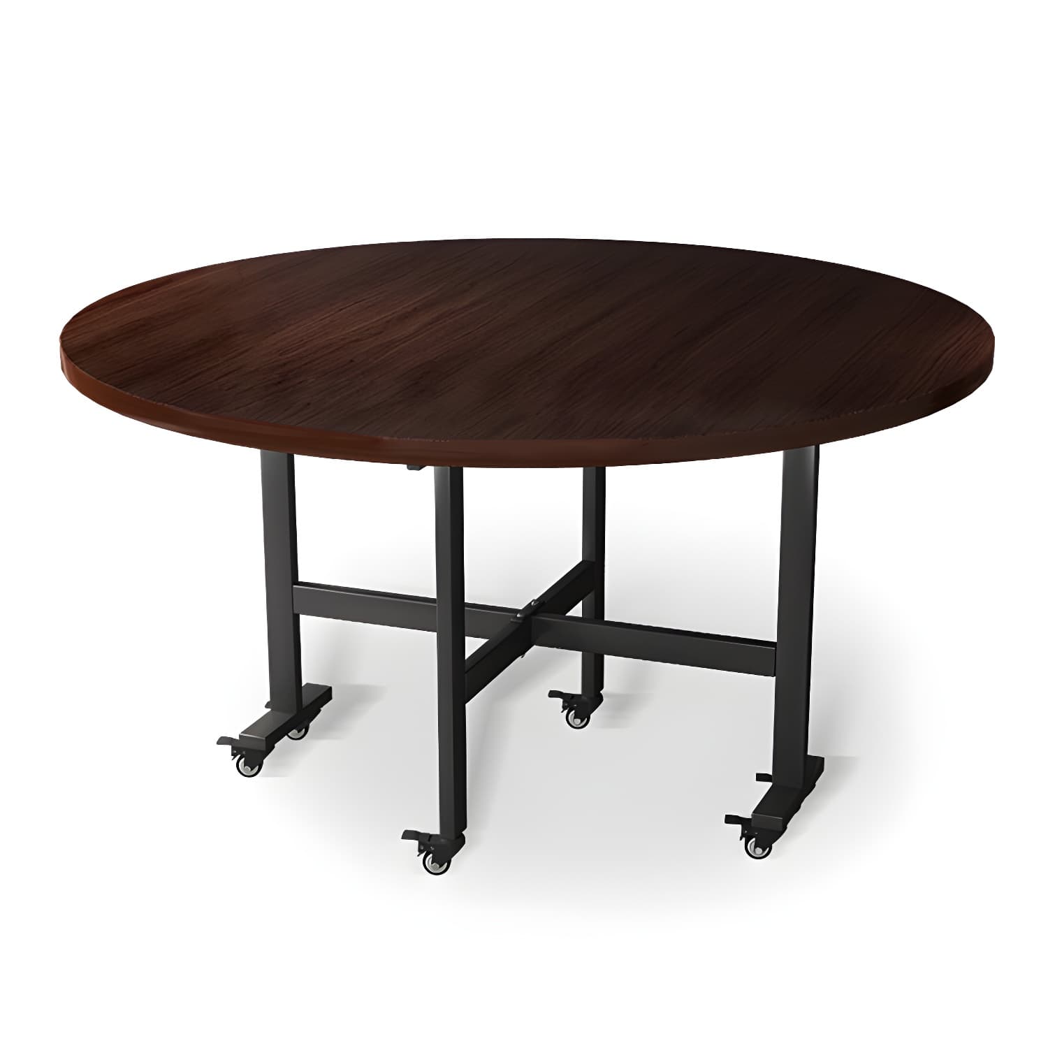 Modern Foldable Dining Table Round Wood Tabletop with Metal Legs - image 9