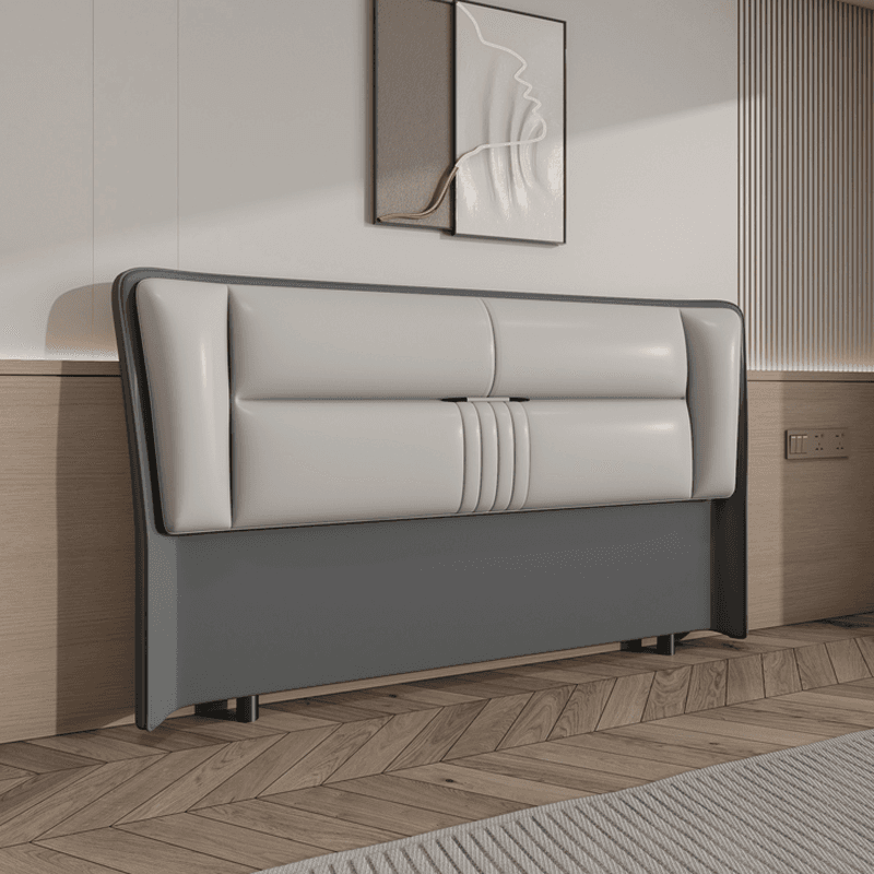 Trendy Wingback Headboard with No Distressing in Natural Wood, Rectangle Shape for Full/Queen Bed with Sponge Upholstery and Standard Height - image 3