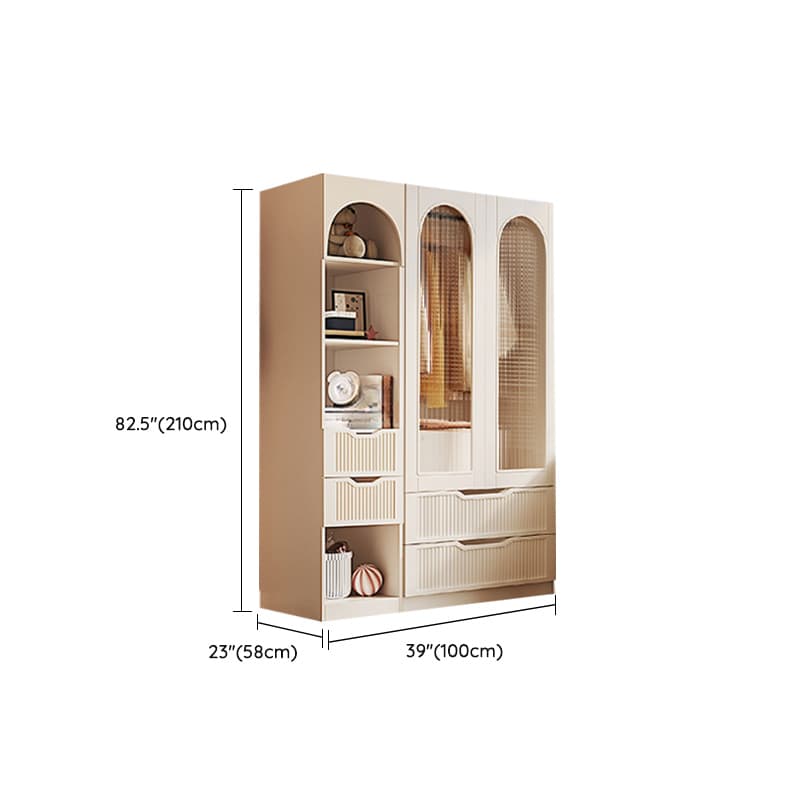 Chalk Almirah in Timber with Clothing Rod, 3 Cabinets/2 Cabinets and 5-Drawer/4-Drawer/3-Drawer in a Minimalist Style, 3-Shelf/2-Shelf Included/Not Included - image 25