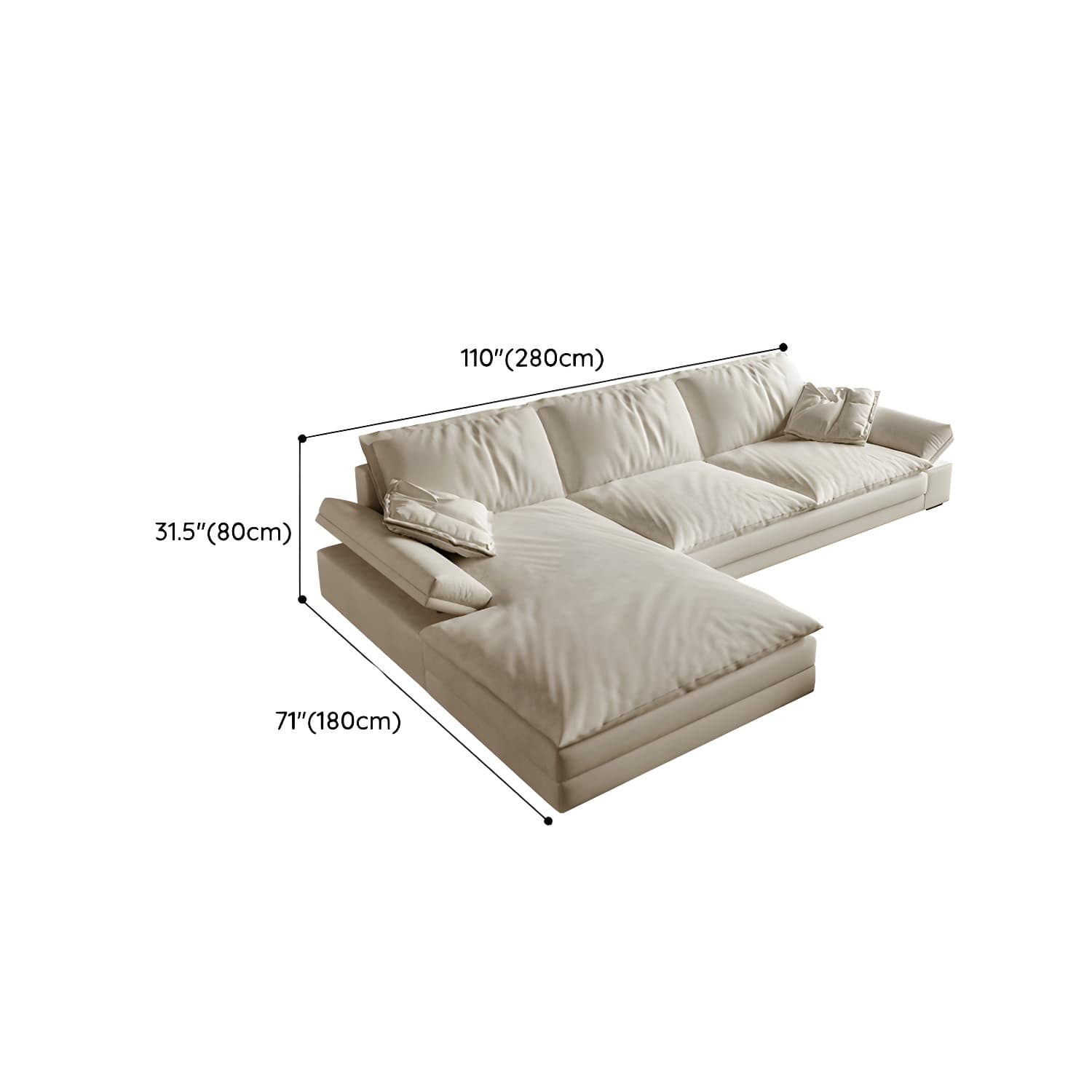 Beige Stationary Modern Sectional Sofa with Pillow Top Arm and Cushion Back - image 15