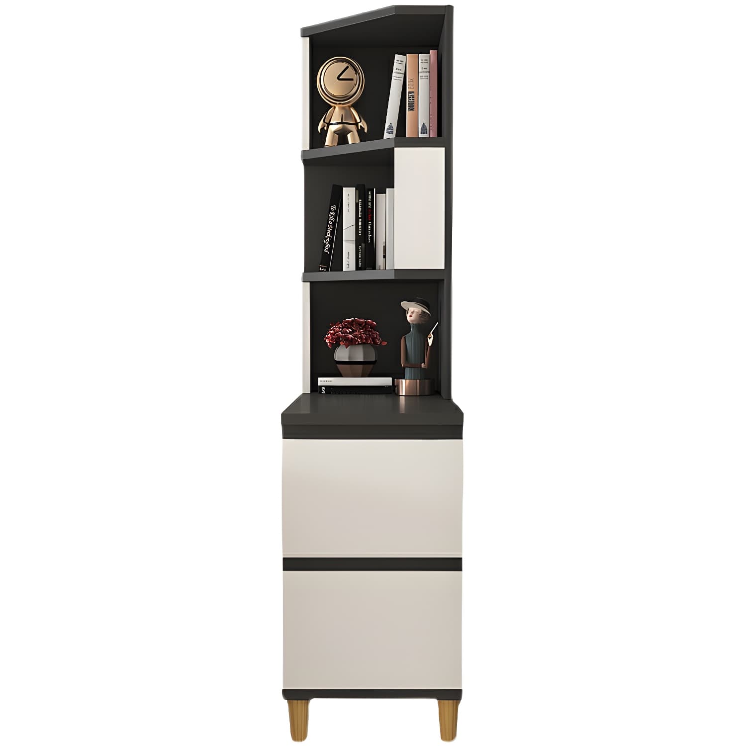 31" Wide Contemporary Corner 2 - Drawer Accent Chest with Shelves - image 8