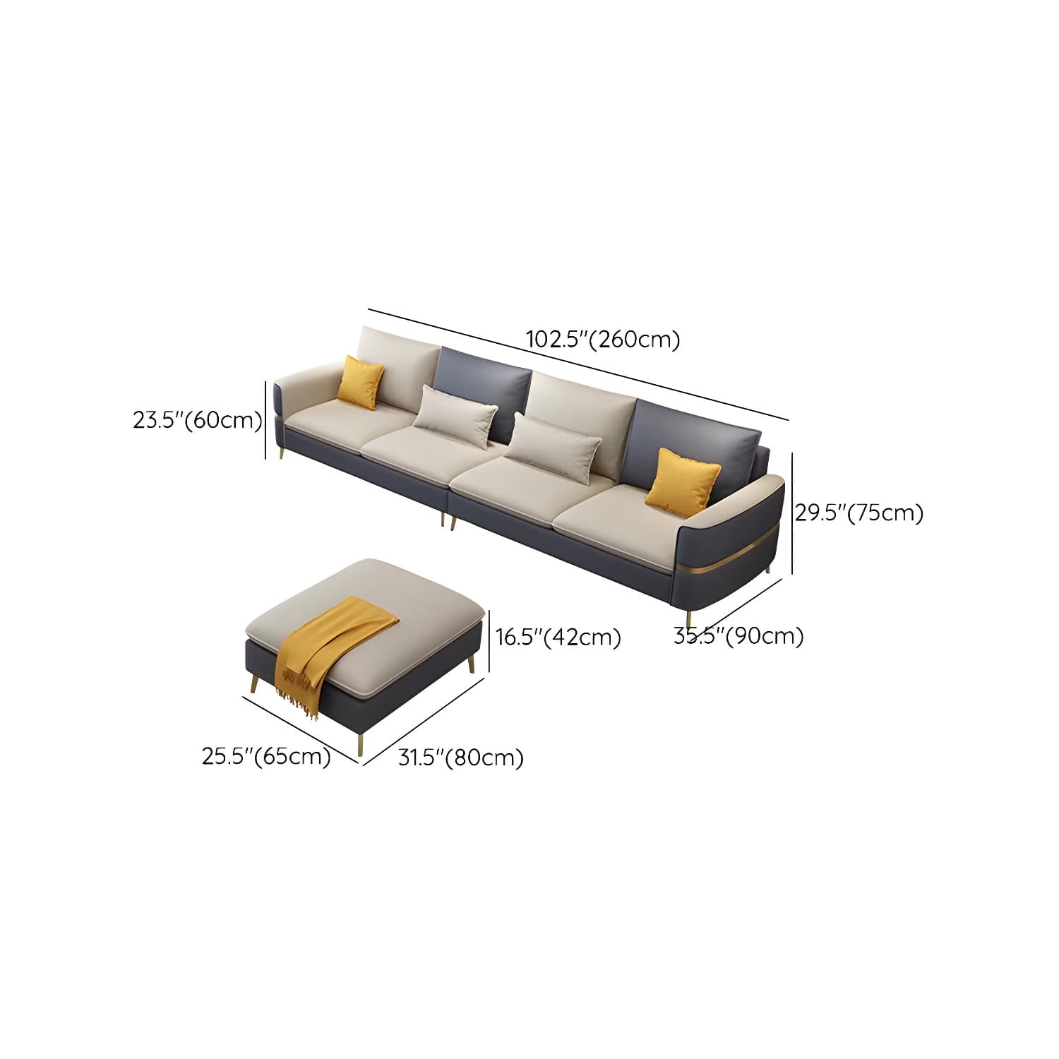 Glam Beige Tech Cloth Sectional Sofa with Pine Frame in Stationary Design - image 23