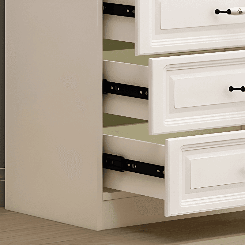 Sleeping Room Use Trendy White Wood Wardrobe Chest with Shelves - image 8