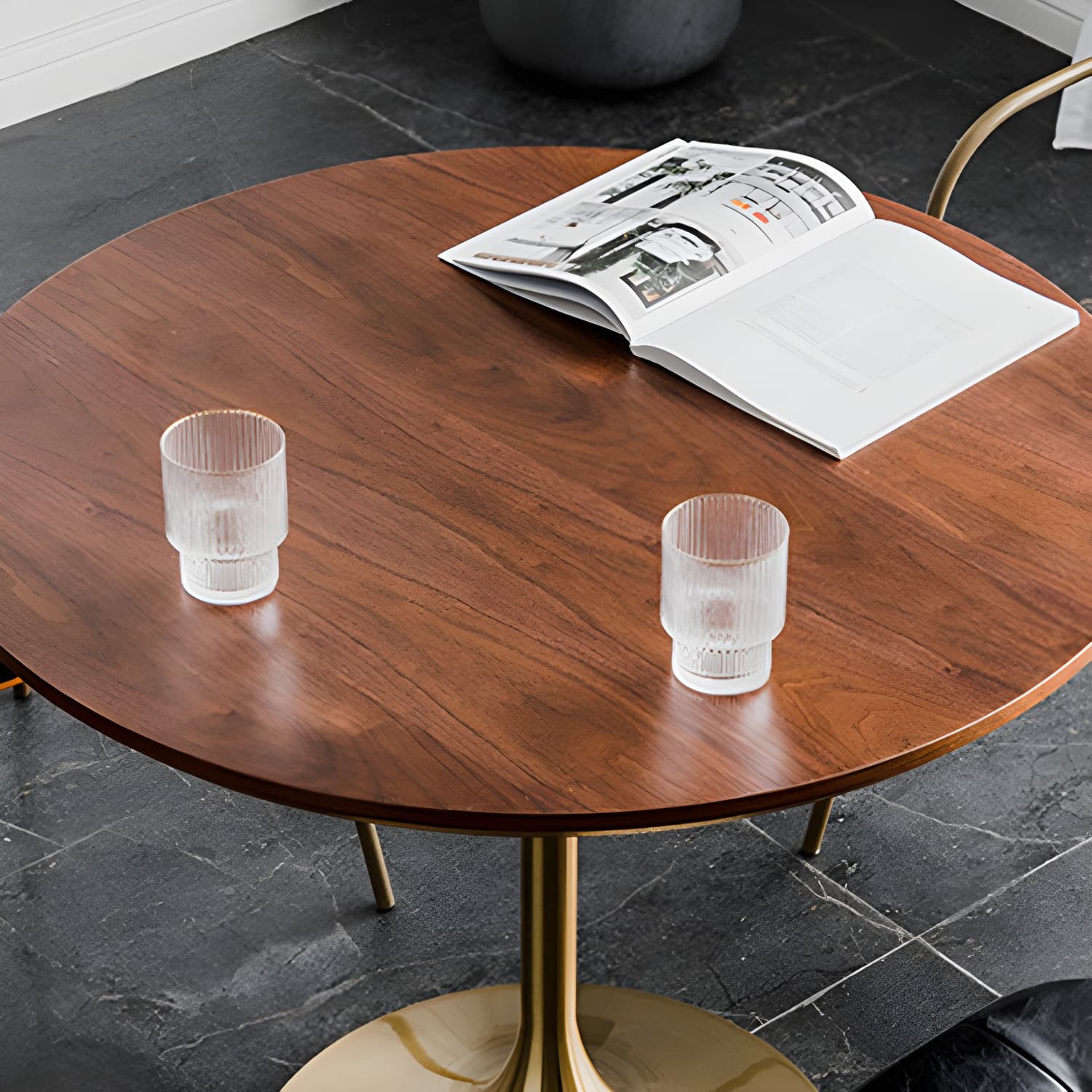 Modern Round Wood Dining Table Tulip Base Home Kitchen Dinner Dining Table - image 9
