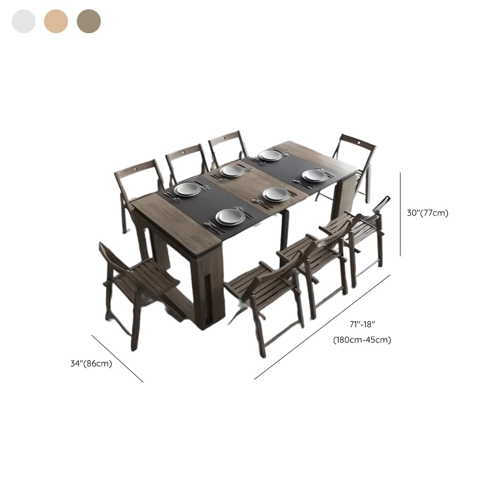 Trendy Rectangular Dining Table Set with Four Legs, Versatile 9-piece/7 Pieces/5 Piece Set, Chalk/Tan/Unfinished Colors - image 15