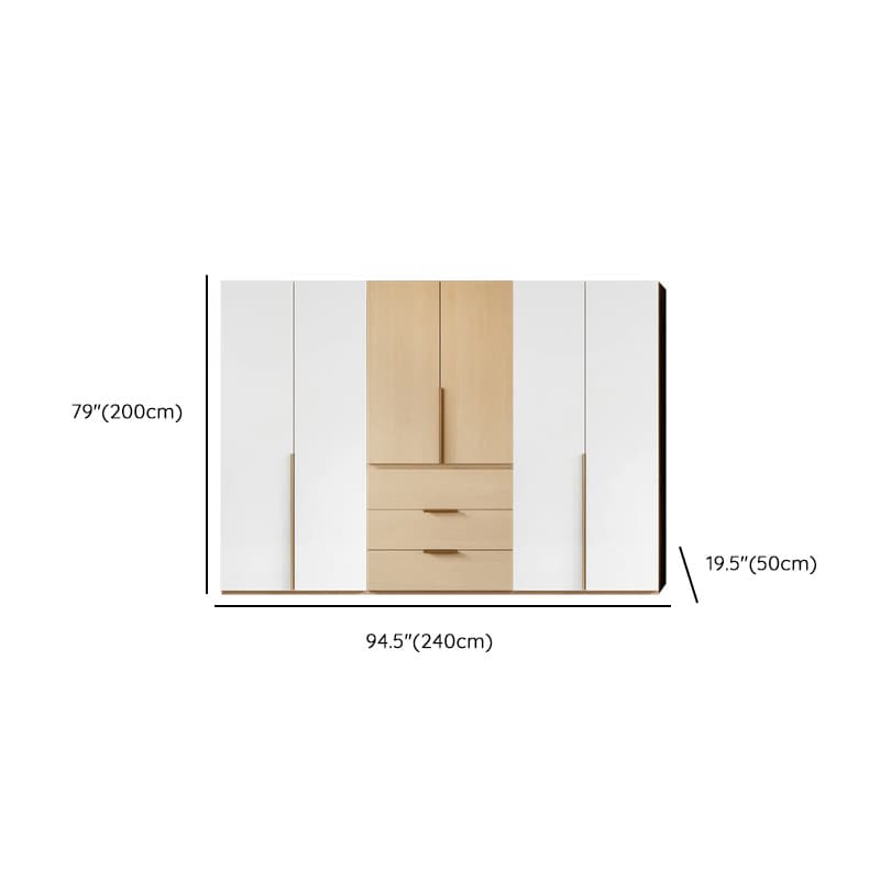 Multicolor/White/Natural Color Art Deco Composite Wood Cabinet Armoire with Hanging Rod, Interior Shelves, Soft Close Door and Soft Close Drawer - image 15