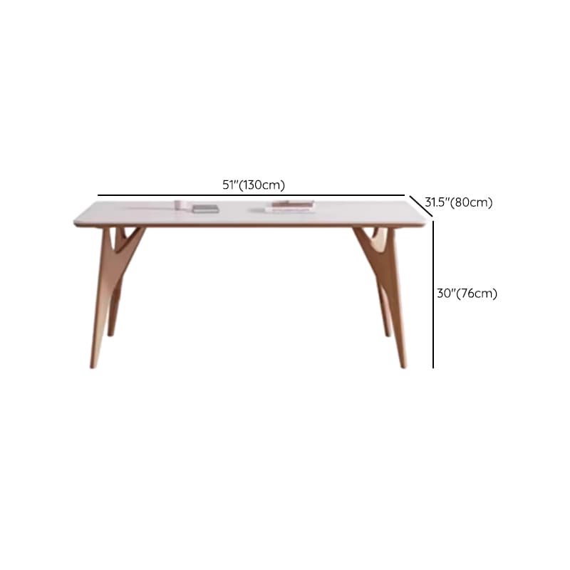 Dining Table Set with Slate Stone Top, Enclosed Back, Fixed Table, Padded Chair for 6 People in White - image 8