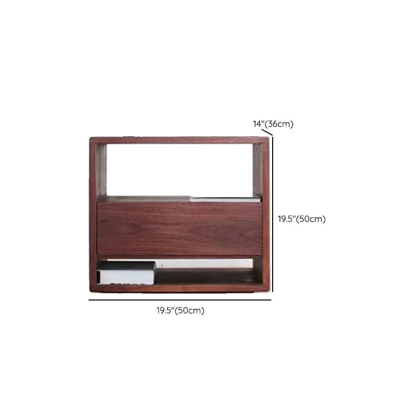 Solid Wood Open Shelf Nightstand with 1 Drawer in a Modish Style - image 16