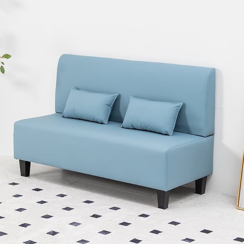 Contemporary Modern Solid Color Stain Resistant Loveseat in Gray/White/Cerulean for 2 People with 2 Pillows - image 6
