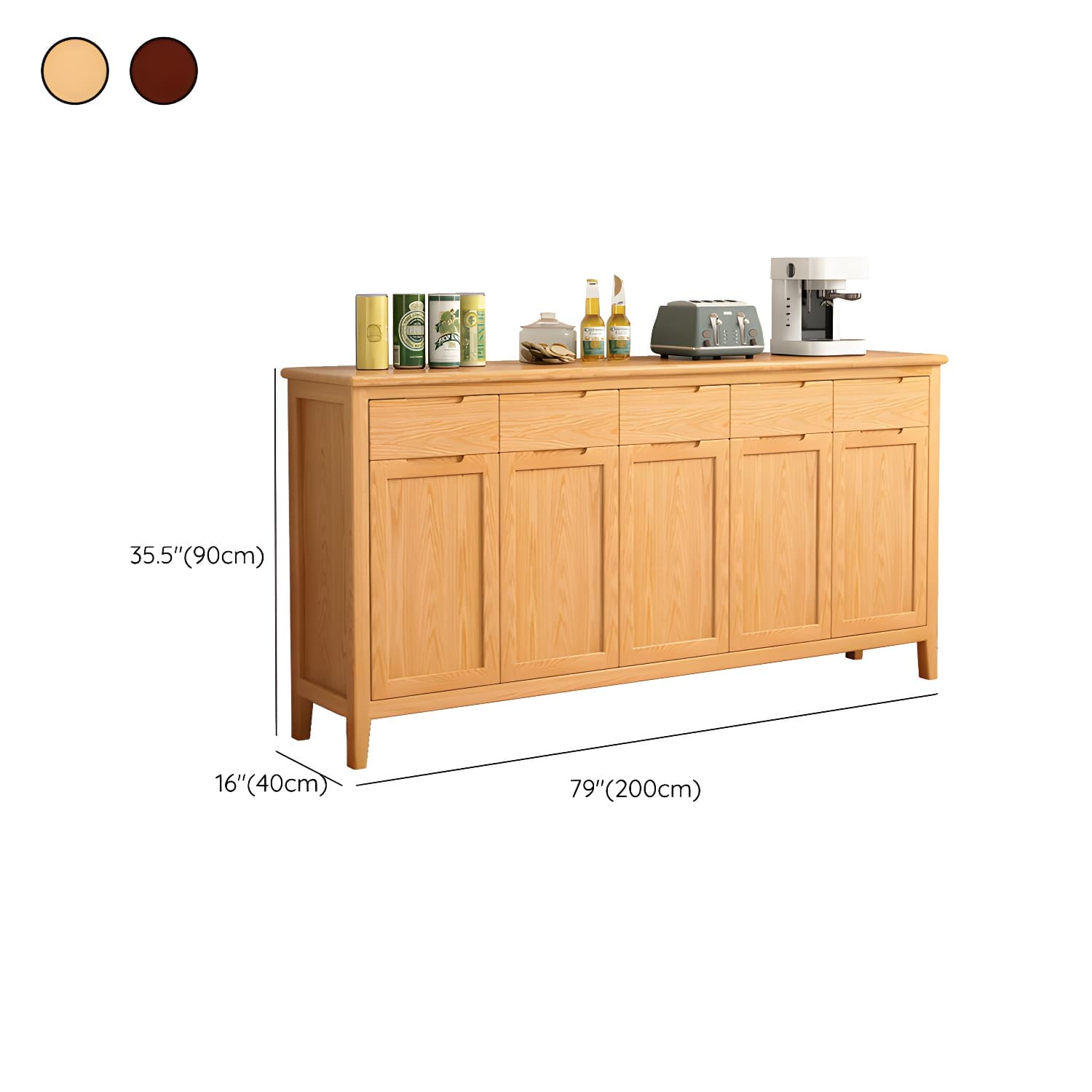 Scandinavian Oak Sideboard Credenza with Cabinets and Drawers - image 15