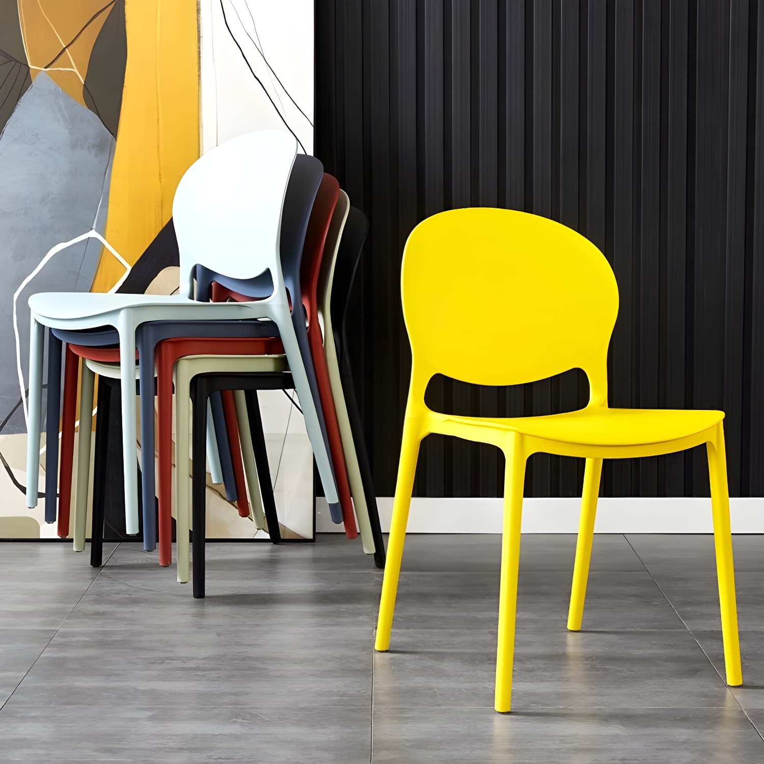 Plastic Open Back Dining Chair Indoor-Outdoor Stackable Side Chair - image 11