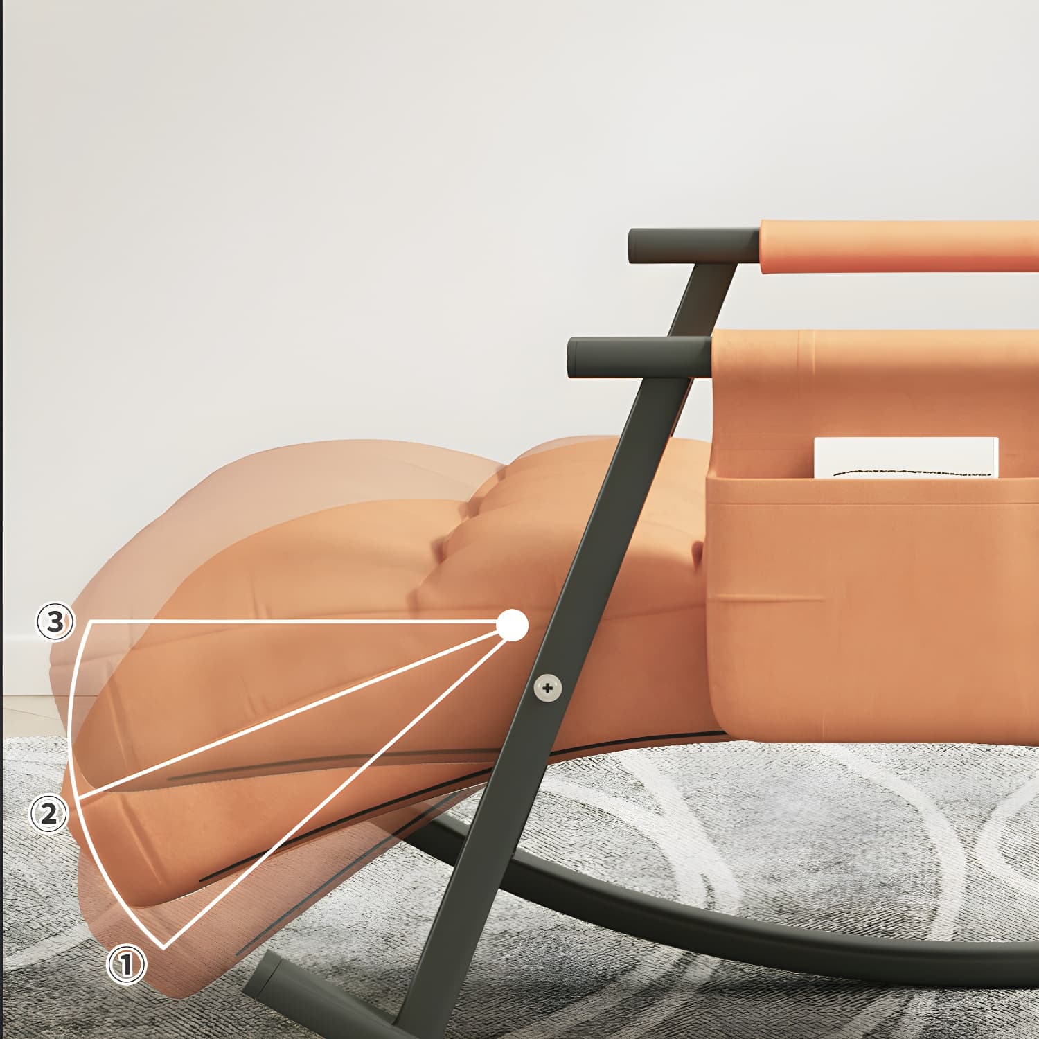 Faux Leather Rocking Chair Modern Style Rocker Chair with Storage - image 12