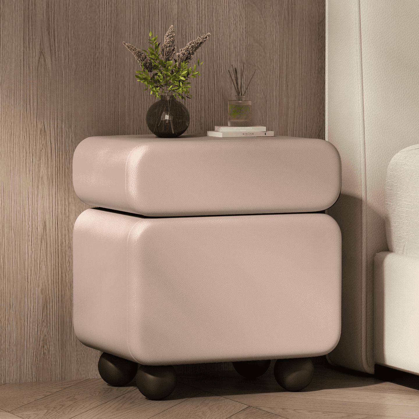 Modish Nightstand With Drawer Organization Featuring 1 Drawer, 1 Cabinet, Right Orientation, and Lumber Countertop - image 8
