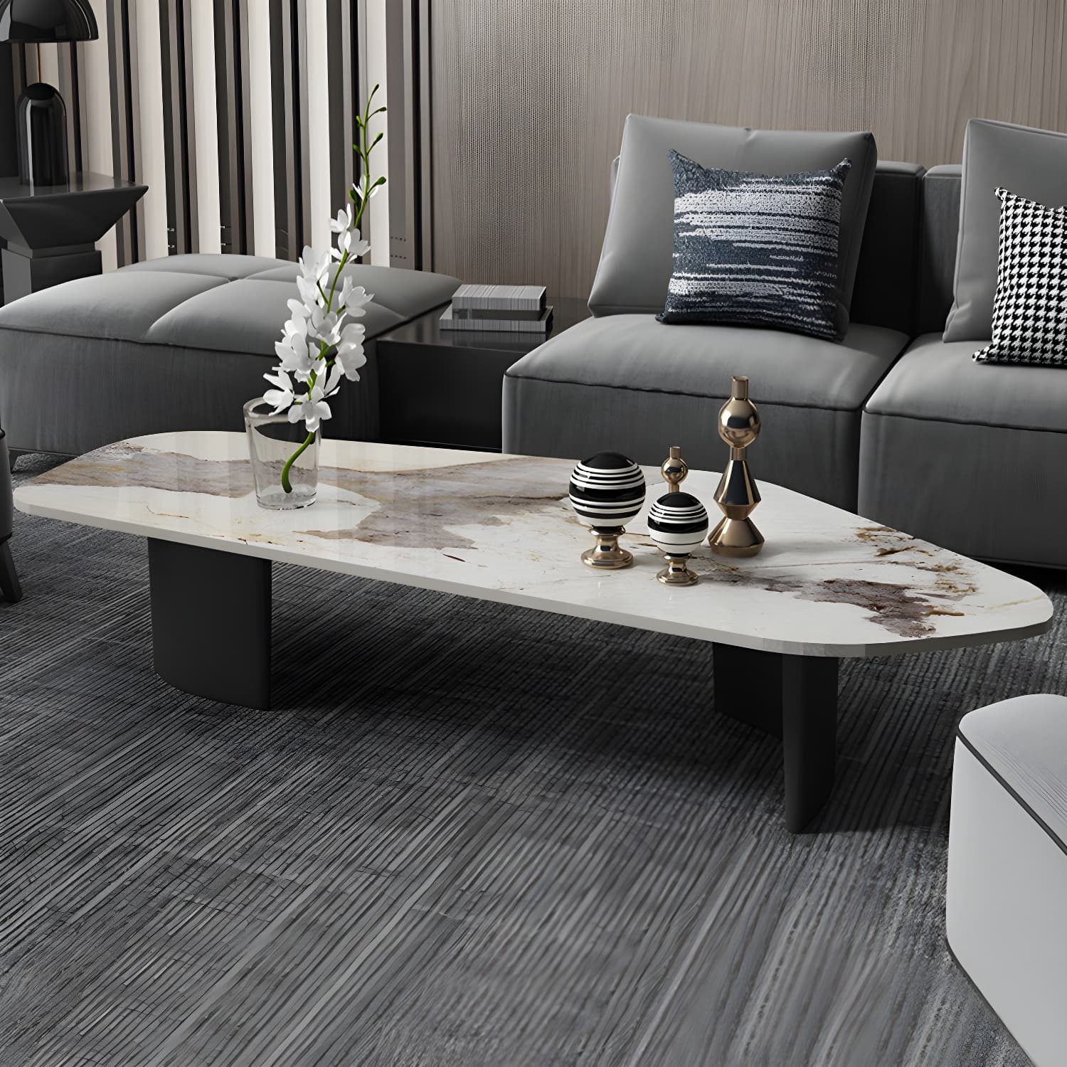 Glam Irregular Slate Top Cocktail Table Sled 15.7" H Coffee Table - image 11