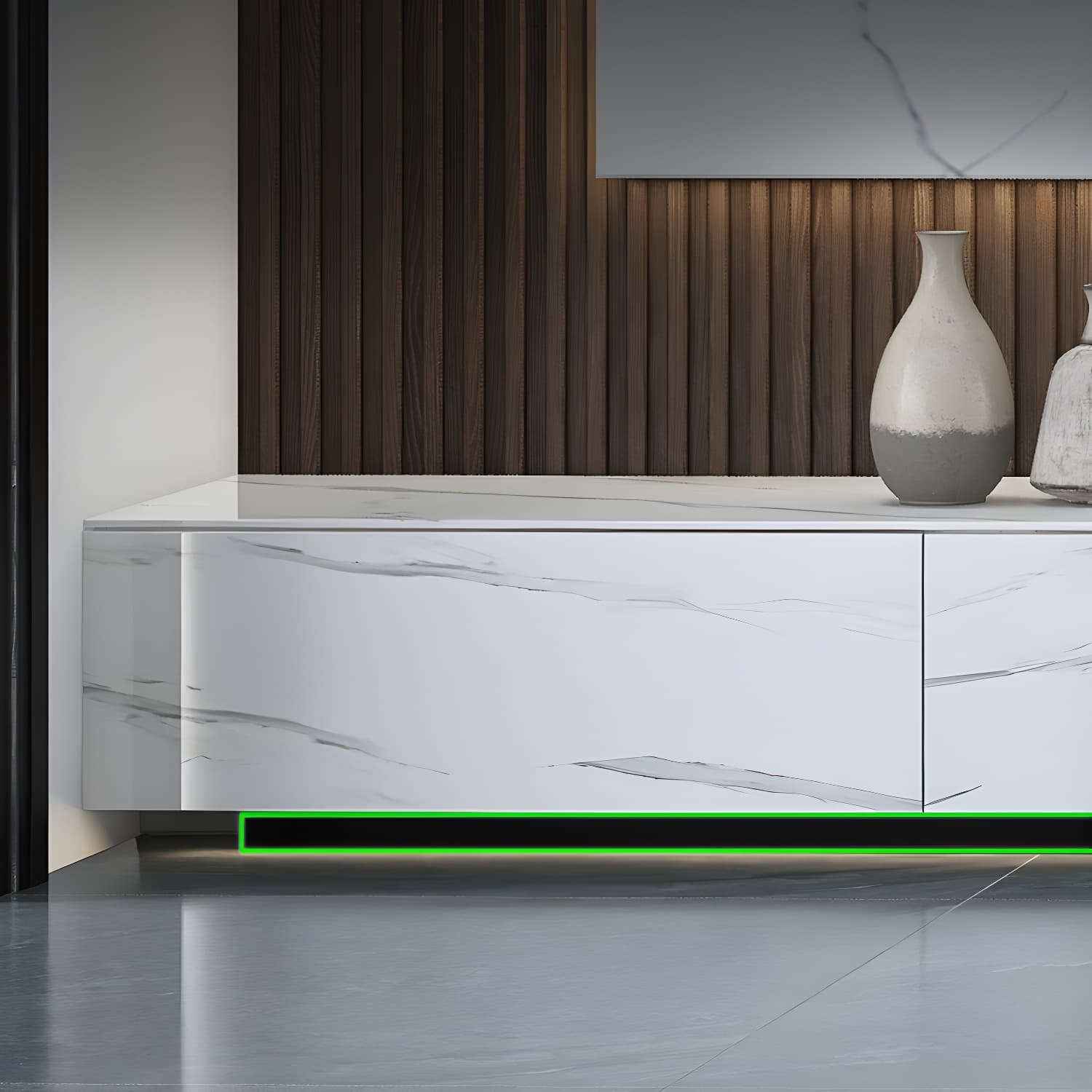 Contemporary 11.02"H TV Media Console Stand in White with Drawers - image 4