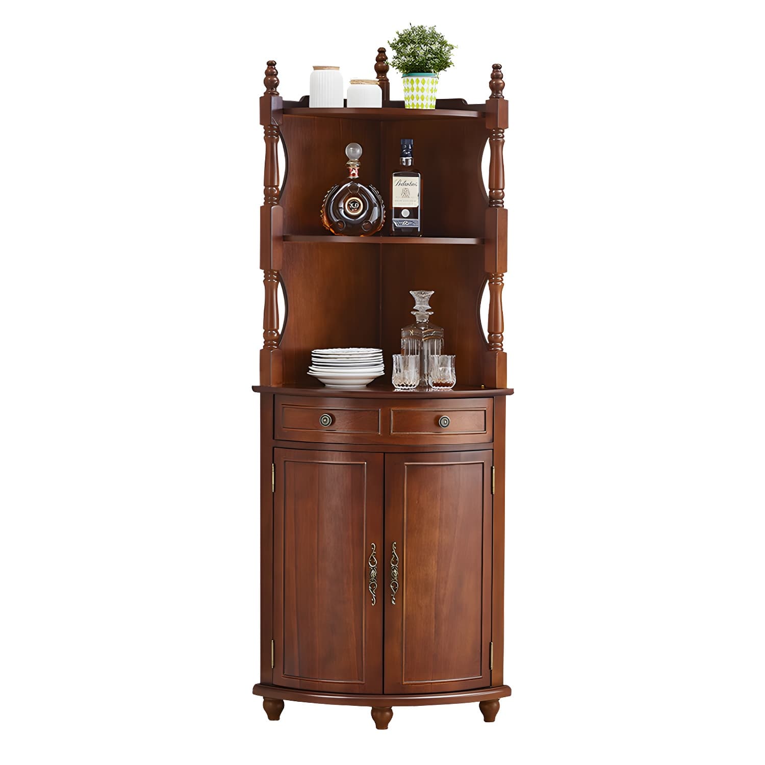Mid-century Modern 1- Door Cabinet Wooden Corner Cabinet with Shelf - image 7