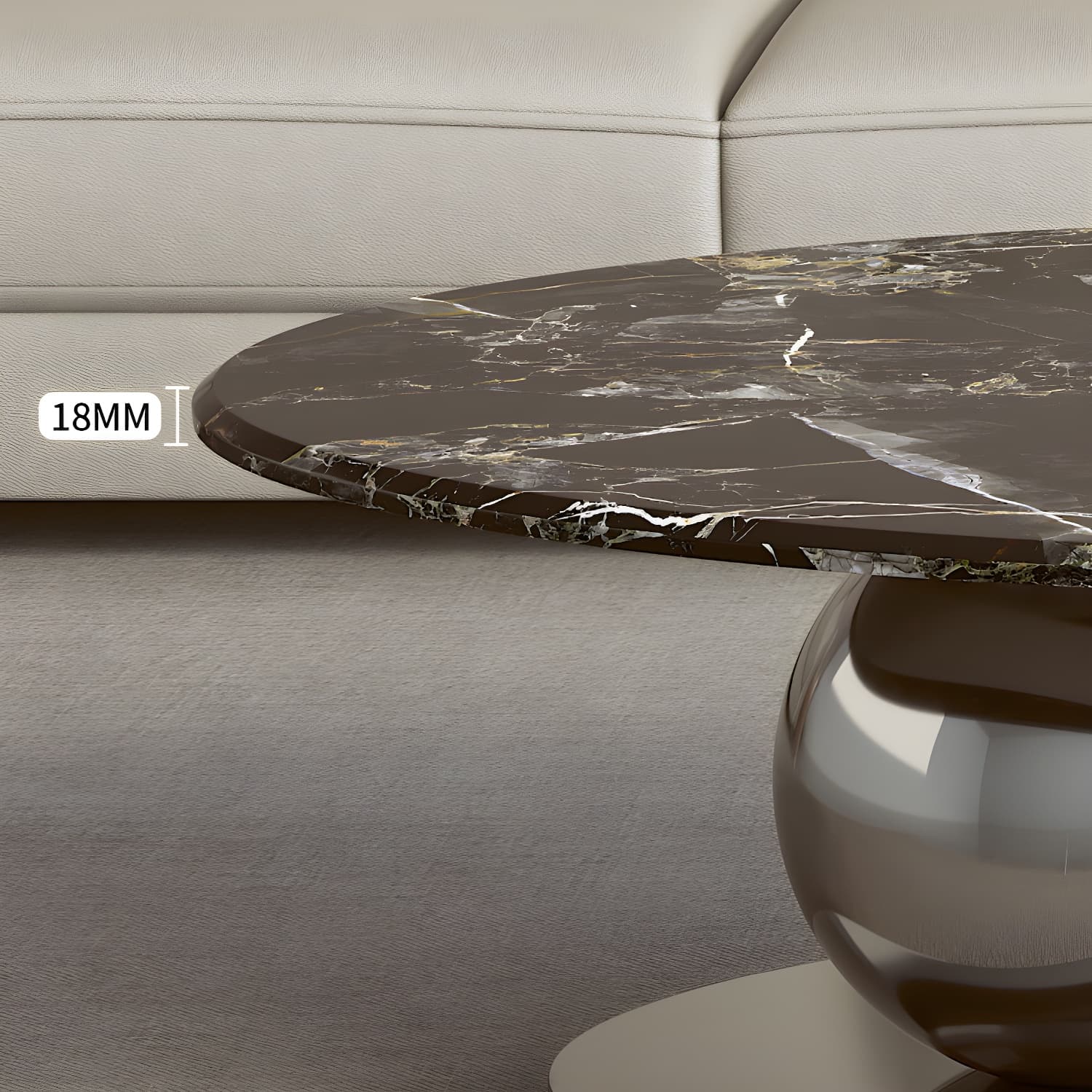 Chic Oval Stone Coffee Table - Modern Elegance with Metal Pedestal Base - image 8
