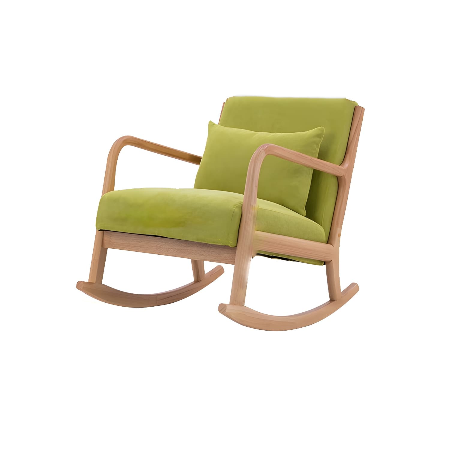 Mid-Century Modern Rocking Accent Chair with Solid Wood Frame and a Pillow - image 3