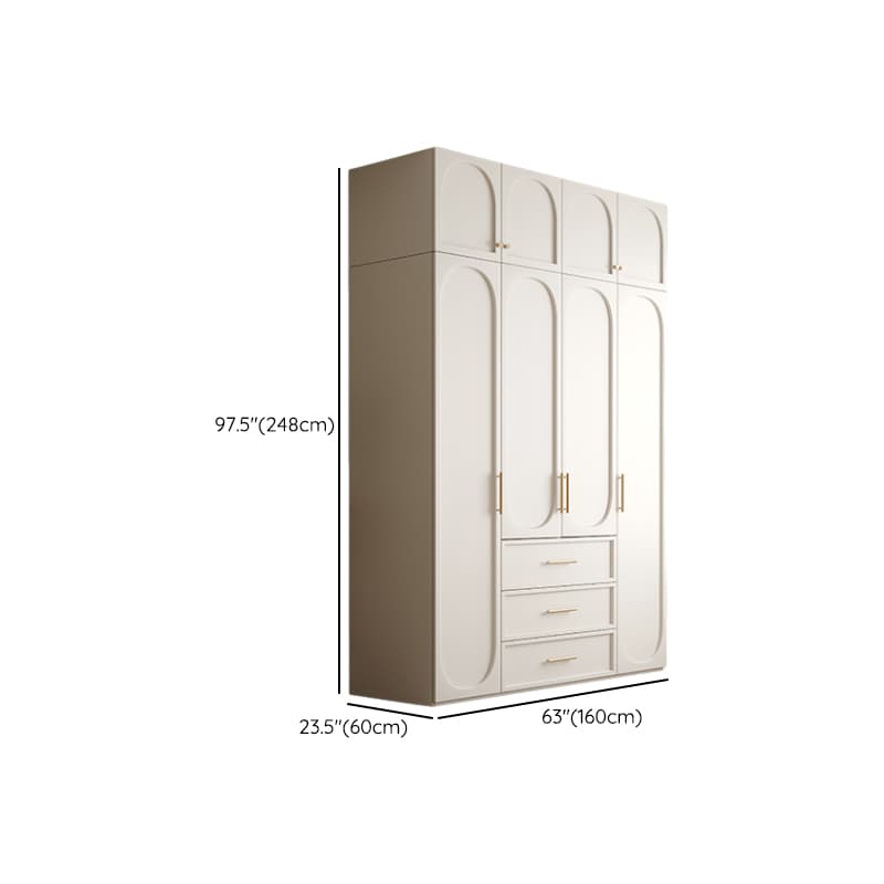 White Minimalist Manufactured Wood Wardrobe Closet with 3-Drawer, Soft Close Door, Interior Shelves, and Clothing Rod - image 16