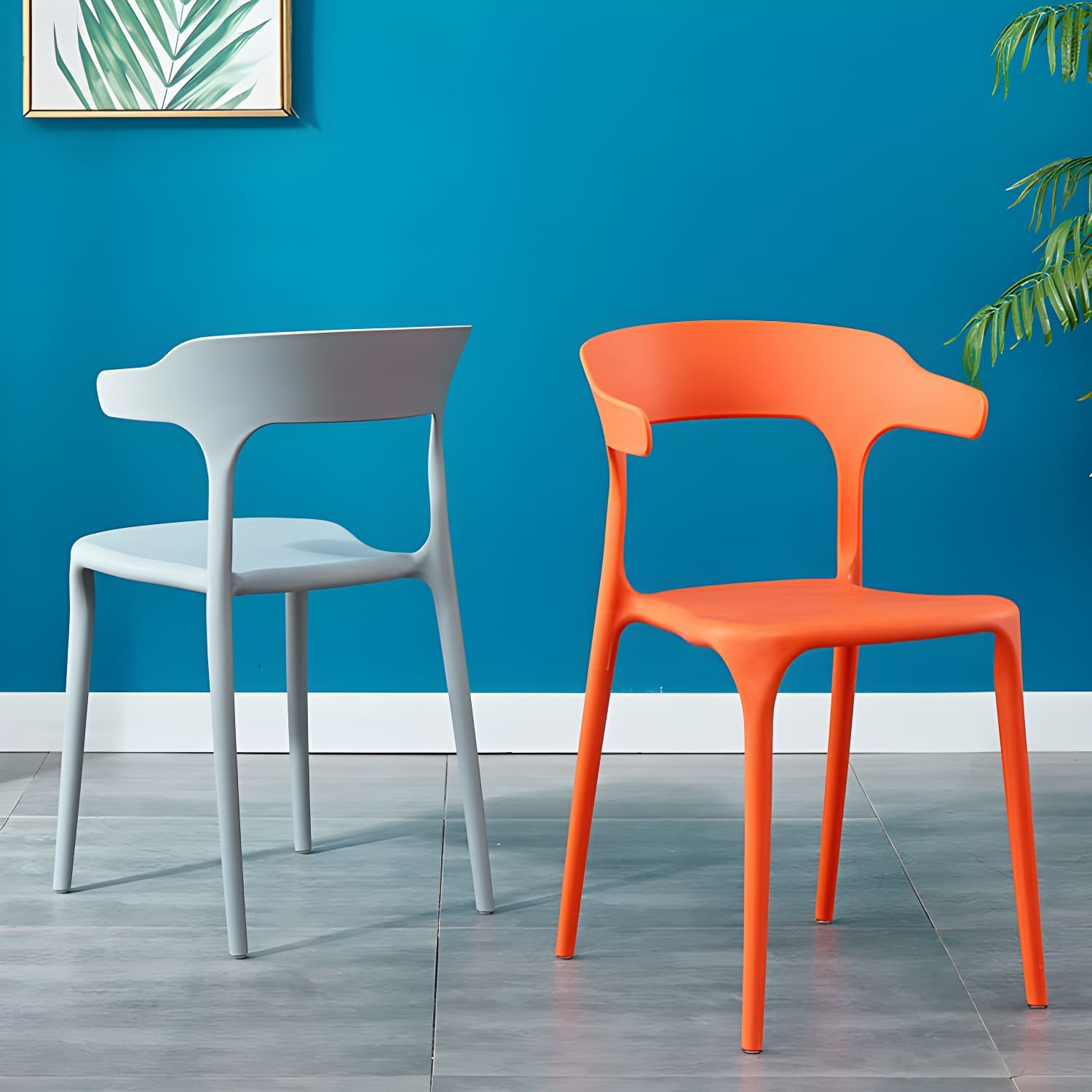 Glam Plastic Side Chair Matte Finish Open Back Dining Chair for Dinning Room - image 26