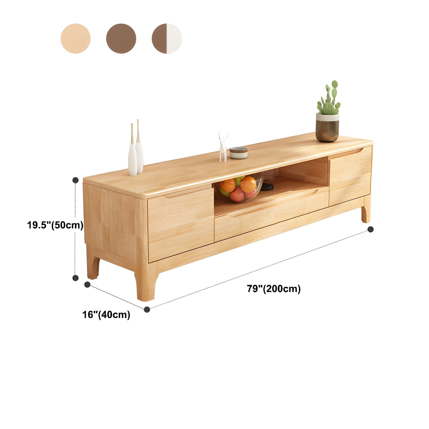 Scandinavian Open Shelf TV Console 2-Cabinet TV Stand with Soft Close Drawers - image 14