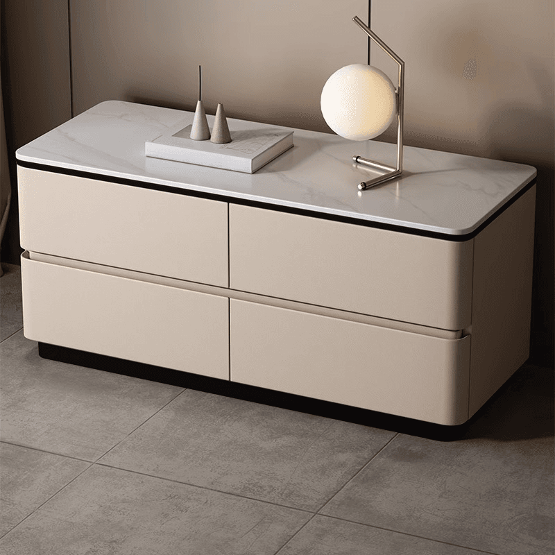 Modish Nightstand With Drawer Organization with 4 Drawers and Stone Tabletop - image 11