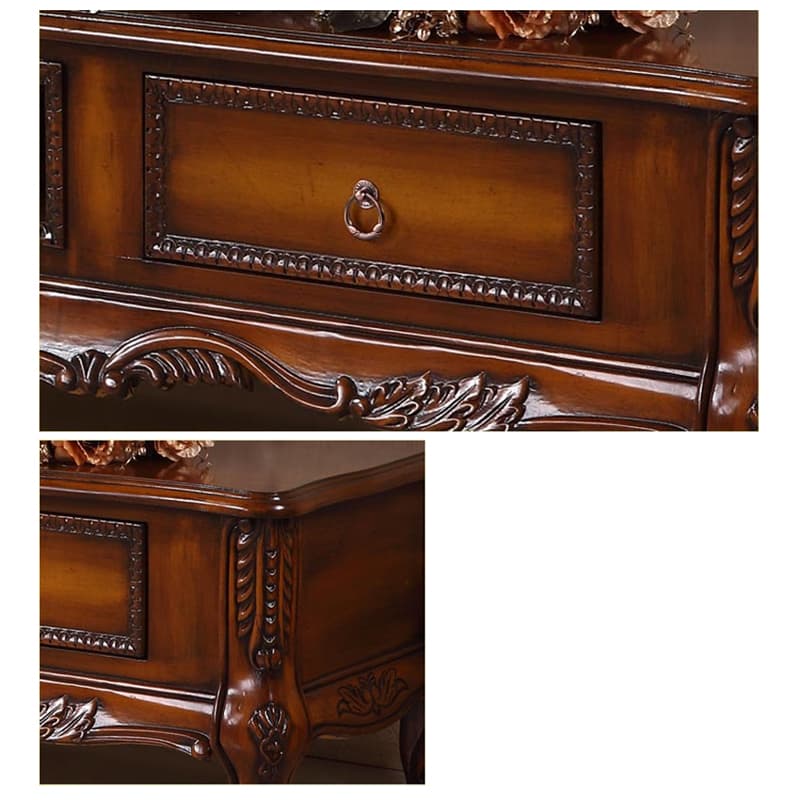 Scandinavian Brown TV Stand with Drawers & Shelves and Low Height featuring Open Storage