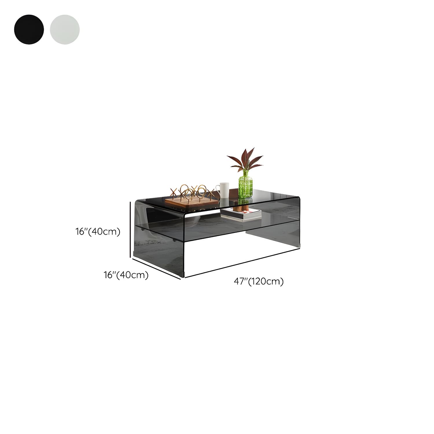 Modern Rectangle Glass Coffee Table Sled Base Cocktail Table with Shelf - image 11