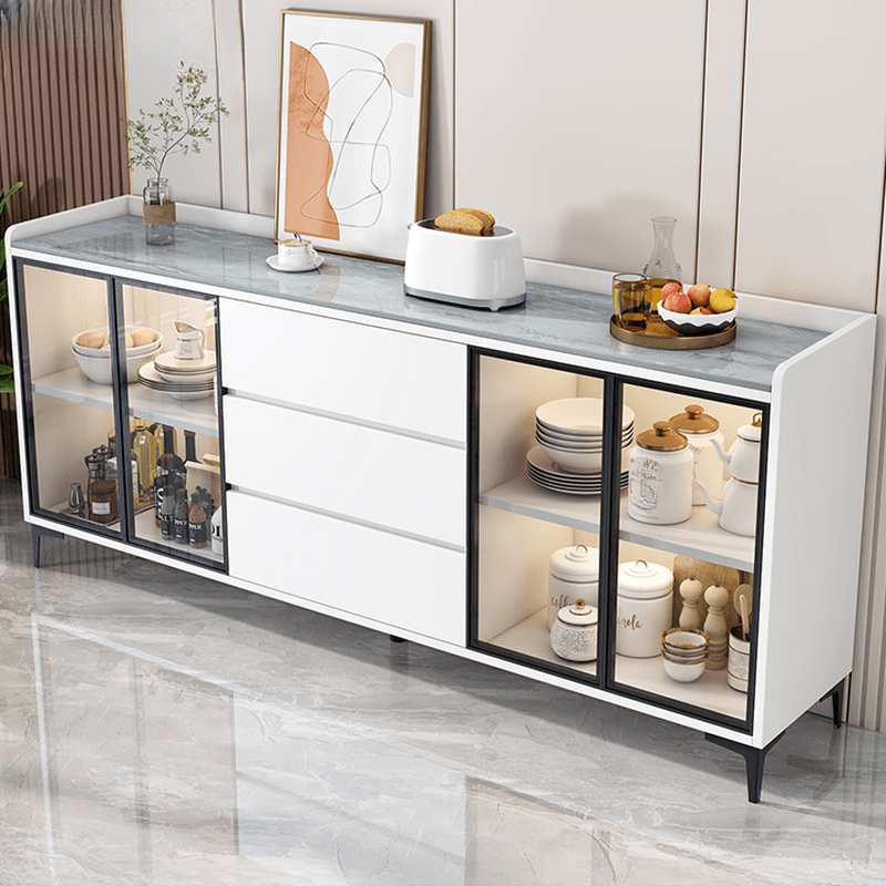 Standard/Narrow/Wide Oven Cabinet with 3 Drawers, Cupboard, Cabinets Storage, Sintered Stone Countertop, Glass-panel Door, and Flexible Shelf - image 8