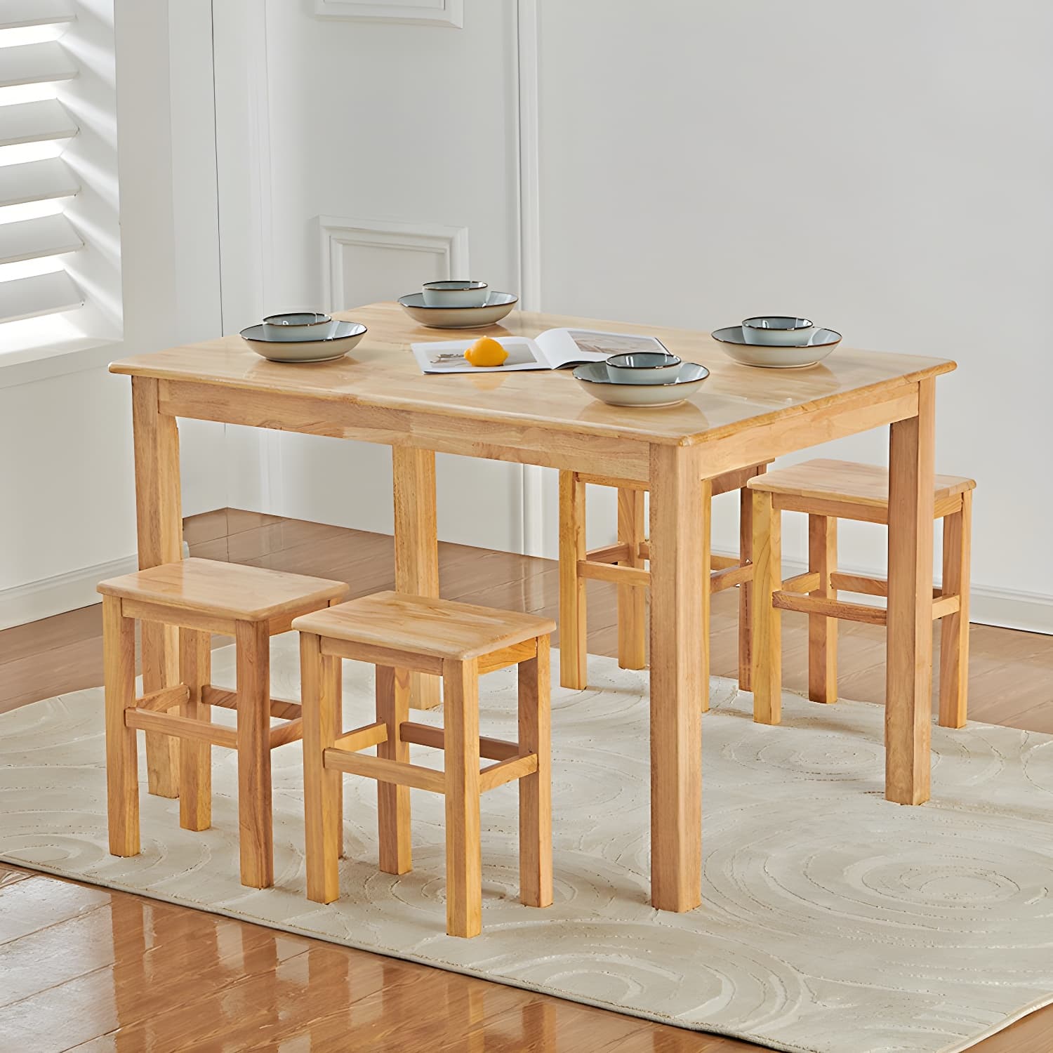 Elegant Scandinavian Natural Oak Wood Dining Table - Slim Legs, Standard Height for Kitchen & Dining - image 3