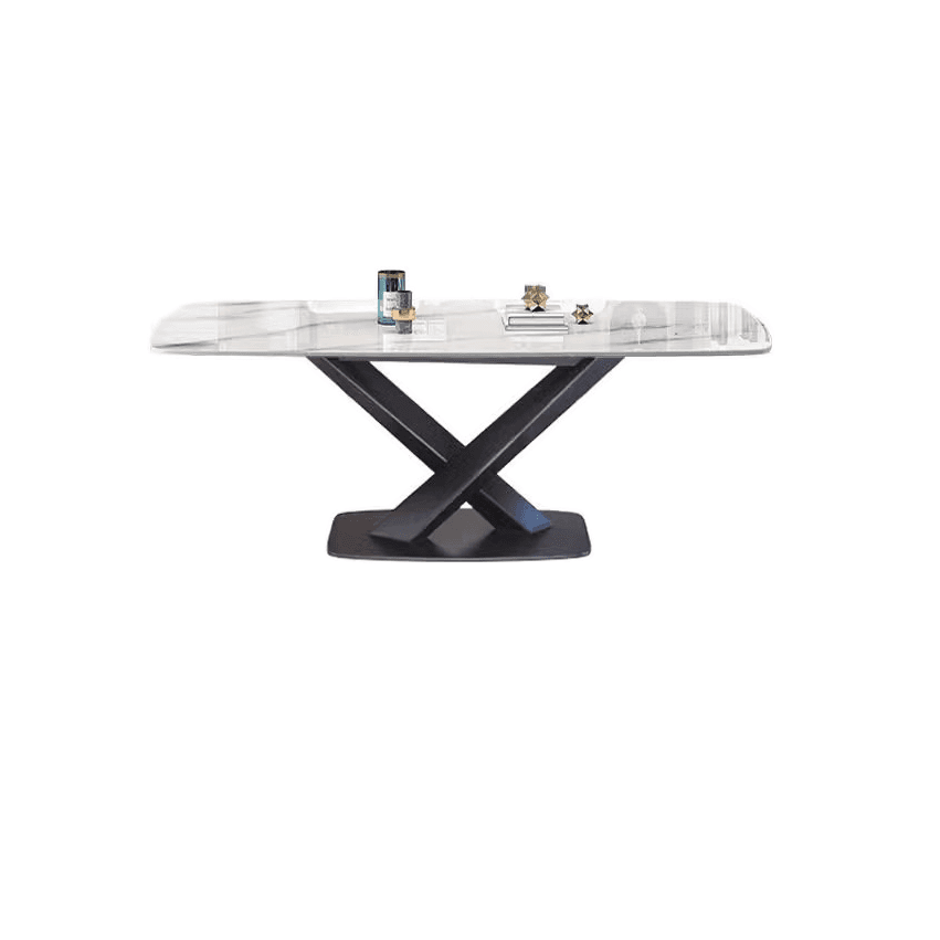 Rectangular Trendy Cream Fixed Standard Height Dining Table for 4/Seats 6 with Sintered Stone Top
