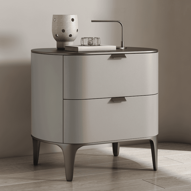 Stylish Drawer Storage Nightstand with 2 Drawers, Lumber Countertop, and Leg - image 6